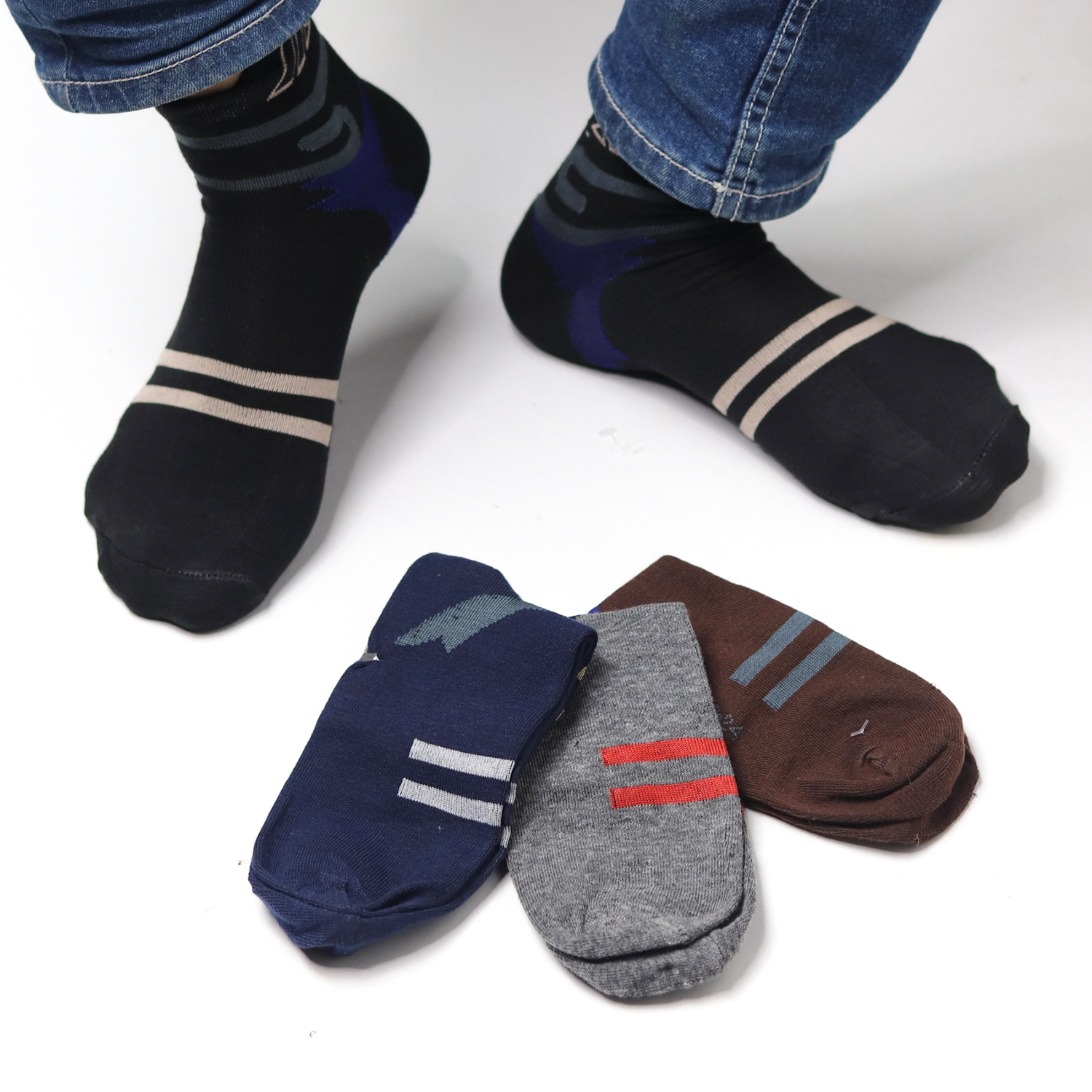 Large Stripe Thick Cotton Warm Socks-3 Pairs