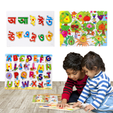 Wooden Alphabet Fruits Learning Educational Puzzle Board