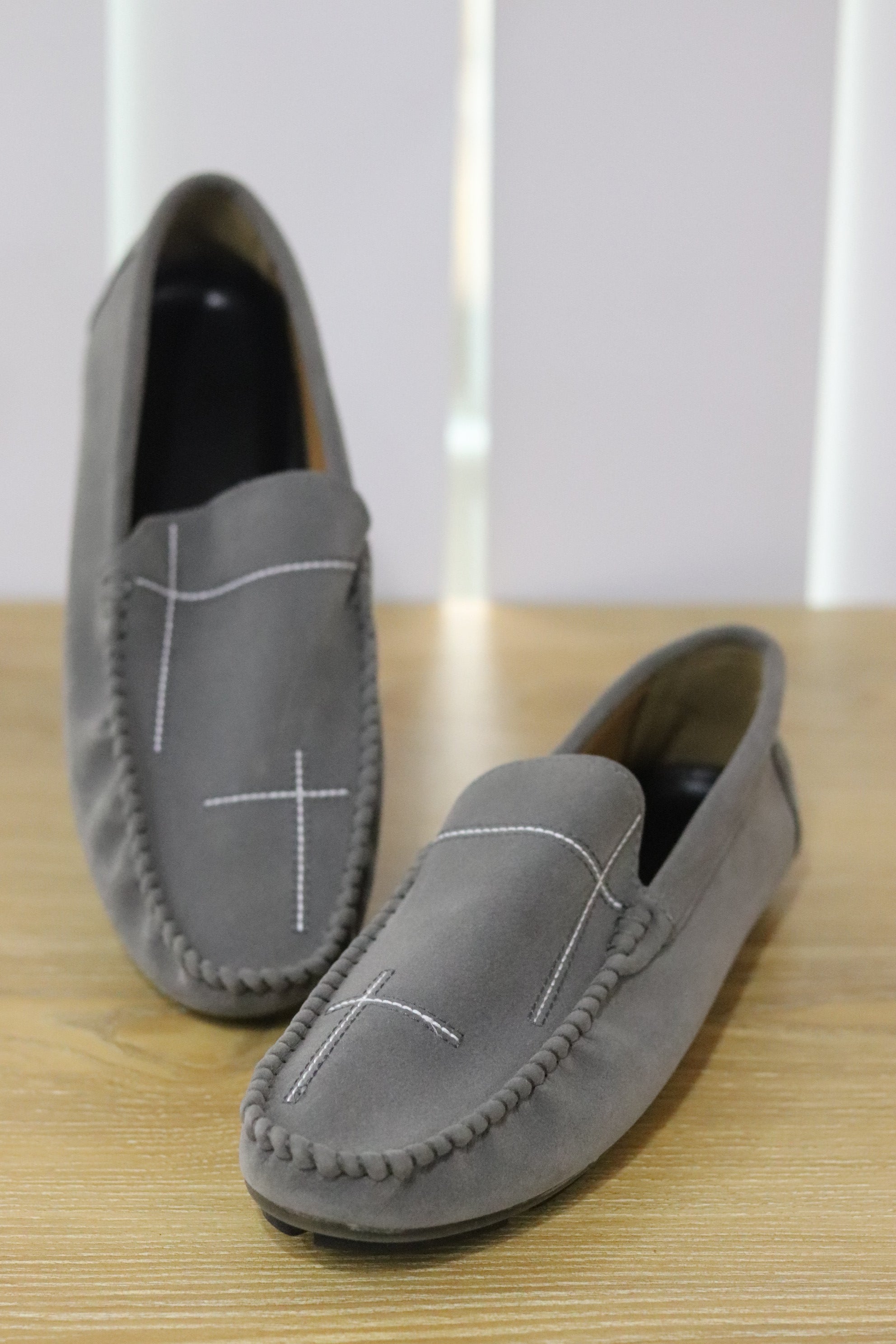 Men's British Style Lazy Loafers Gray