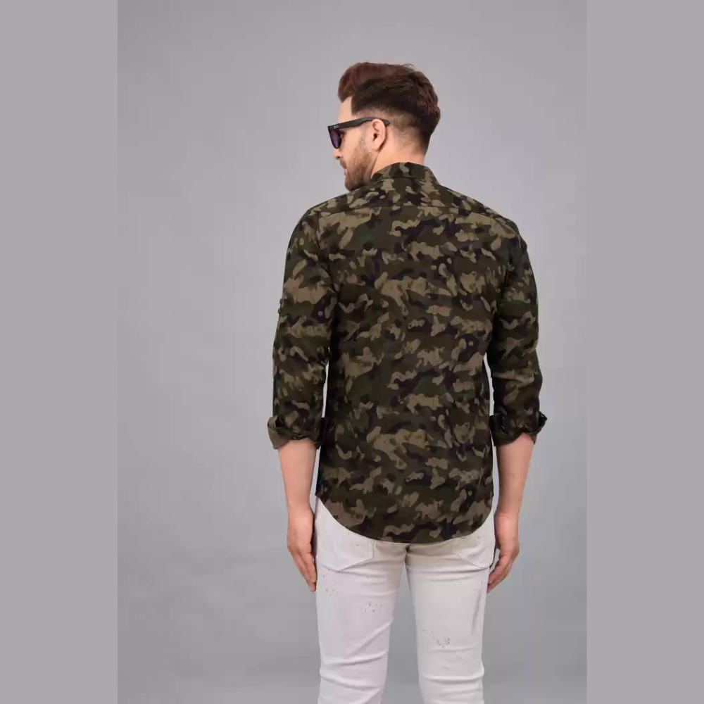 LOUIS MONARCH Men Military Camouflage Casual Full Shirt