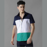 Tap in Men Color Block Casual Half Shirt