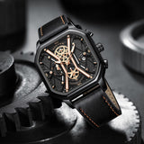 Men's Square Leather Strap Luxury Watch