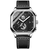 BINBOND Square Dial Waterproof Leather Watch for Men