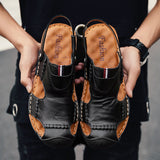 Men's Dual-Use Leather Toe Cap Sandals