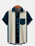 Striped Splicing Summer Short Sleeve Shirts for Men