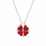 Gold Plated Folding Four-leaf Clover Necklace with Gift Box