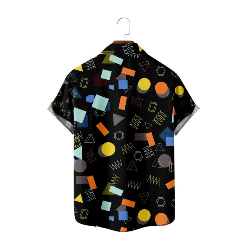 3D Print Men's Summer Short-sleeved Loose Shirt