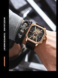 Men's Square Leather Strap Luxury Watch