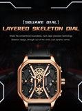 Men's Square Leather Strap Luxury Watch