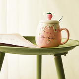 Large Capacity Ceramic Mug with Lid Spoon