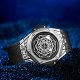 Octagon Pattern Unique Men's Leather Watch