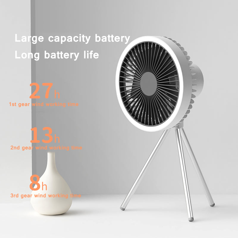 USB Rechargeable Cooling Fan With Night Light & Tripod