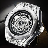 Octagon Pattern Unique Men's Leather Watch