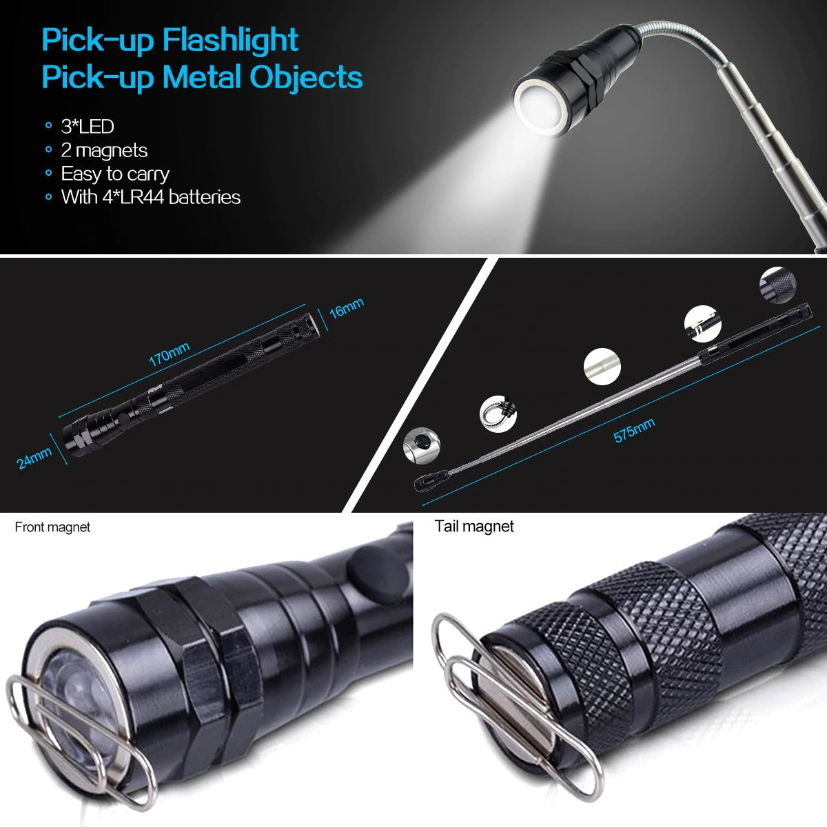 Telescopic Aluminum Flashlight (4859877523490)