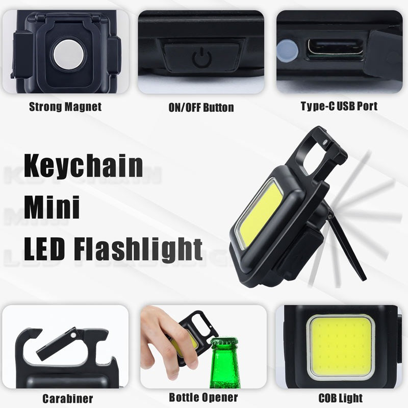 Magnetic Suction Multi-function Keychain COB Emergency Light
