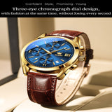 OLEVS Genuine Leather Water Resistance Men's Watch