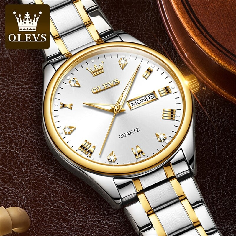 OLEVS 5563 Two Tone Wrist Watch For Men